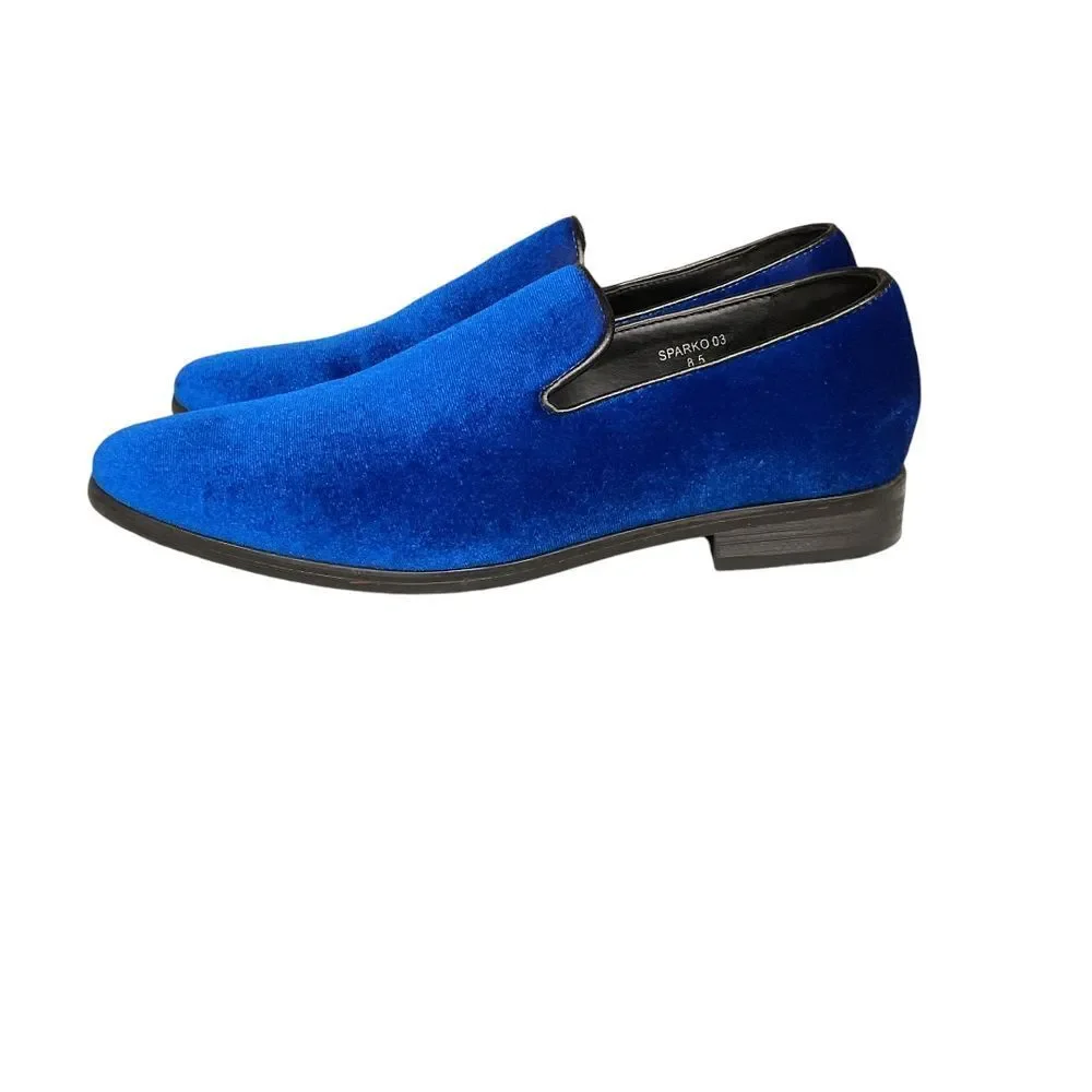 Enzo Men's Sparko 03 Royal Blue Velvet Loafers Size 8.5 Slip‎ On Shoes Classic